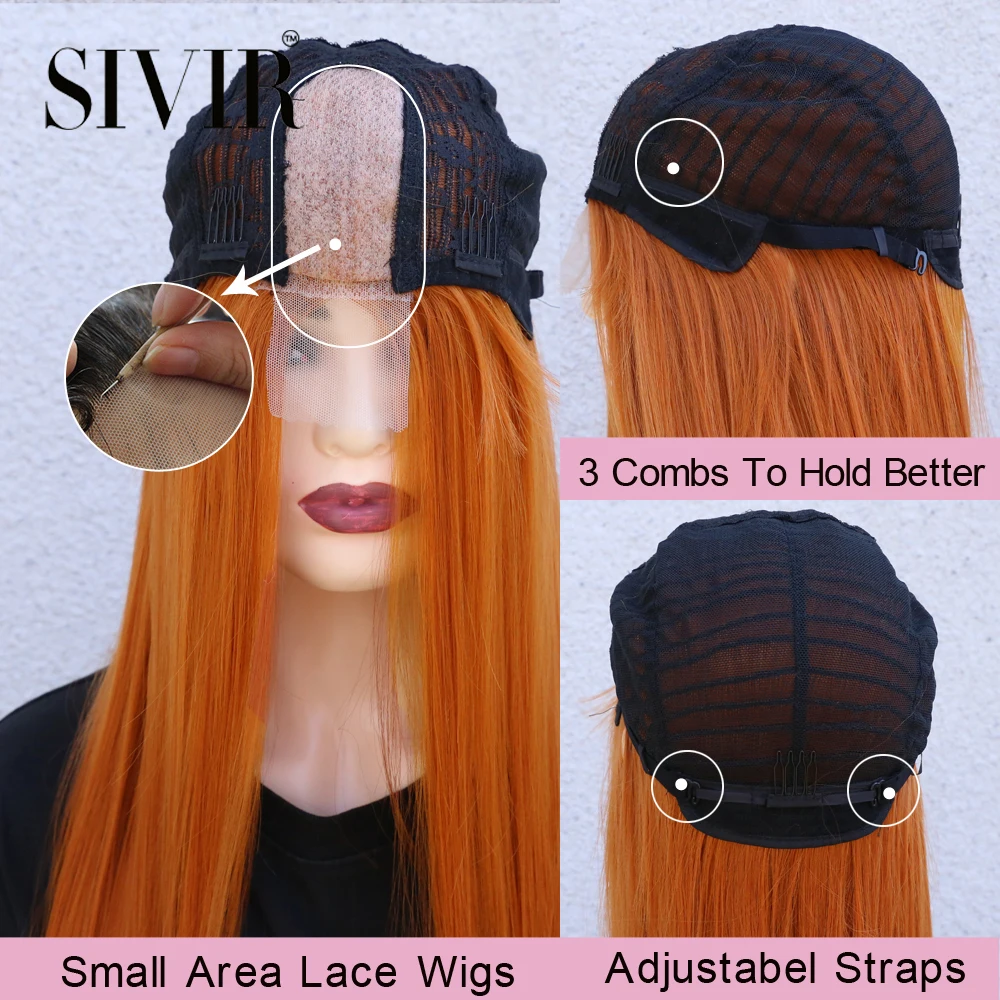 Sivir Synthetic Brazilian Wigs For  Women Long Straight Lace Ginger Orange/Pink/Purple/WHite/Brown Color Cosplay Heat Resistant