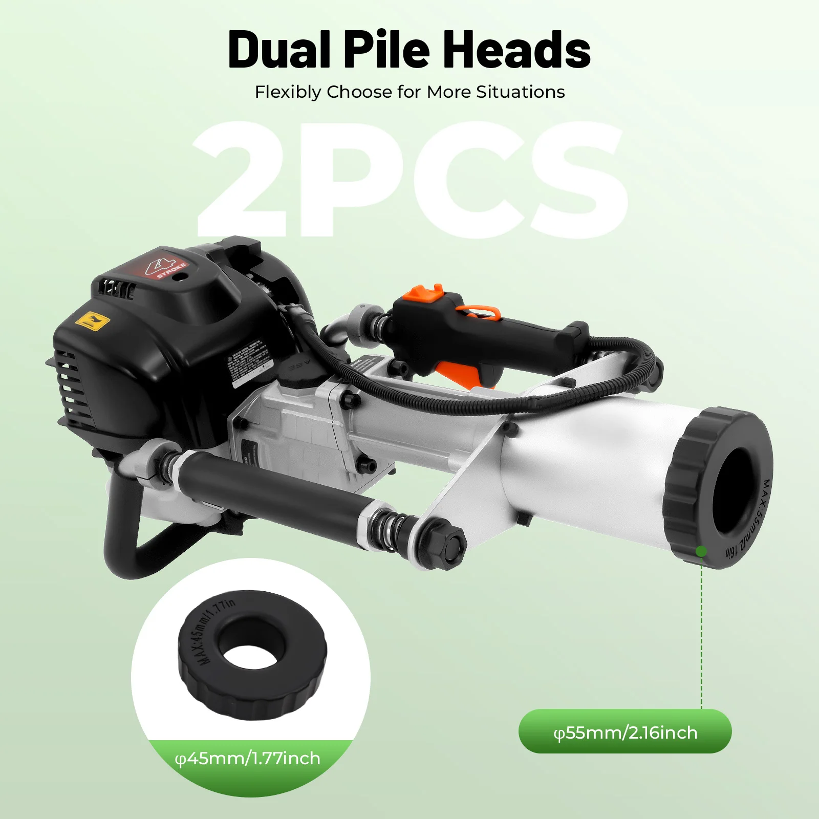 

Pile Driver 4-Stroke Gasoline Powered 8500r/min Hand Pull Start Plastic Aluminum Iron Pile Driver