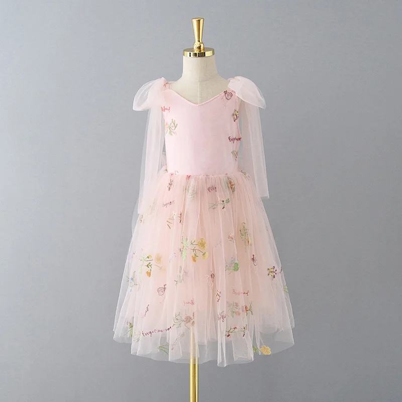 

Girls' Strap Dress Children's Clothing Embroidered Lace Mesh Dress Girls' Stage Performance Dress Wholesale