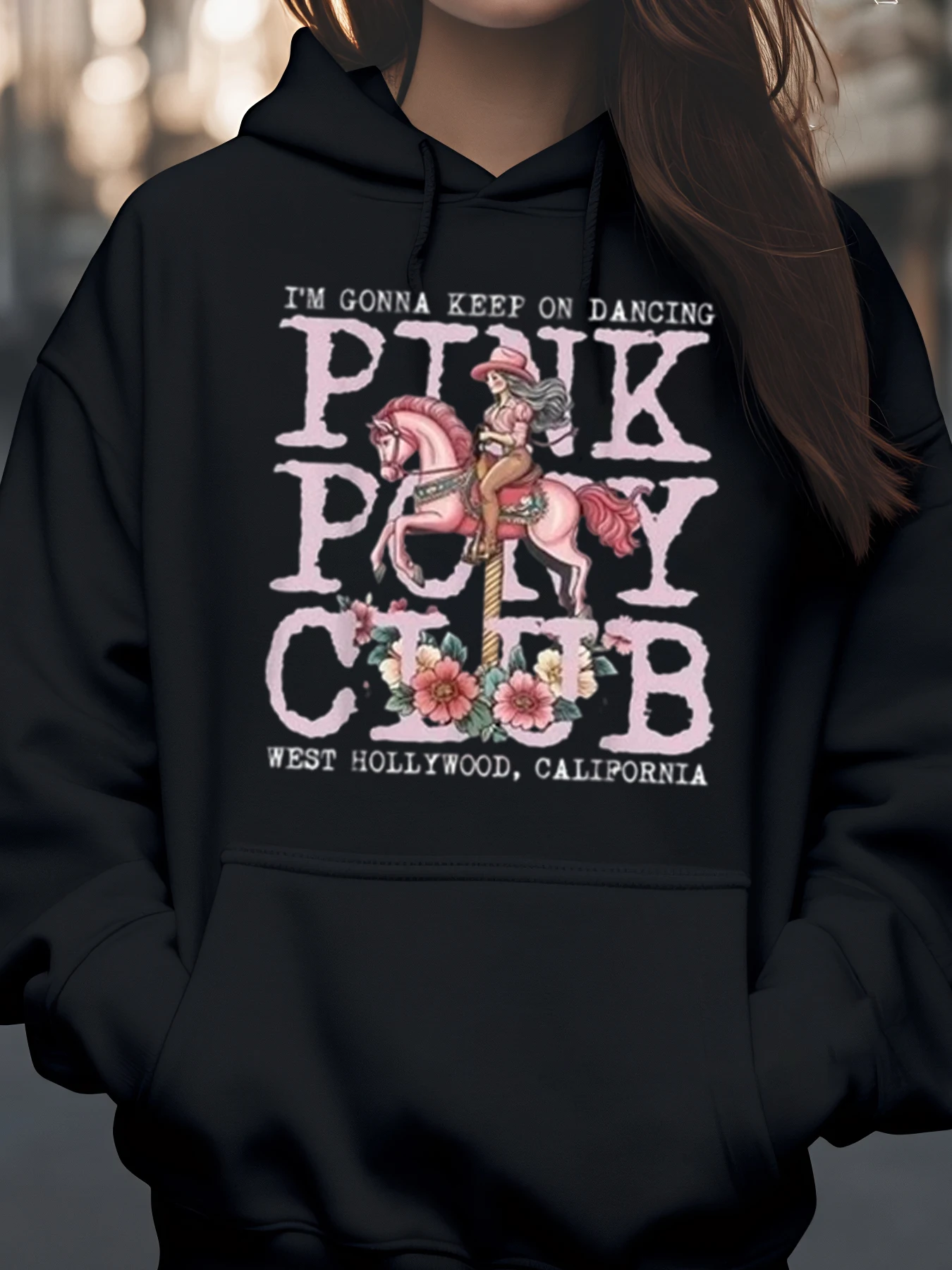 هوديي مطبوع عليه رسومات Pink Pony Club ملابس حفلات الهالوين ملابس نسائية كاجوال #1