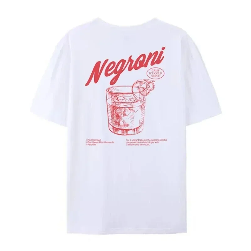 Negroni Women Back Print Retro Style T-Shirts Cocktail Drinking T Shirt Harajuku Streetwear Graphic Tees Unisex Vintage Clothing