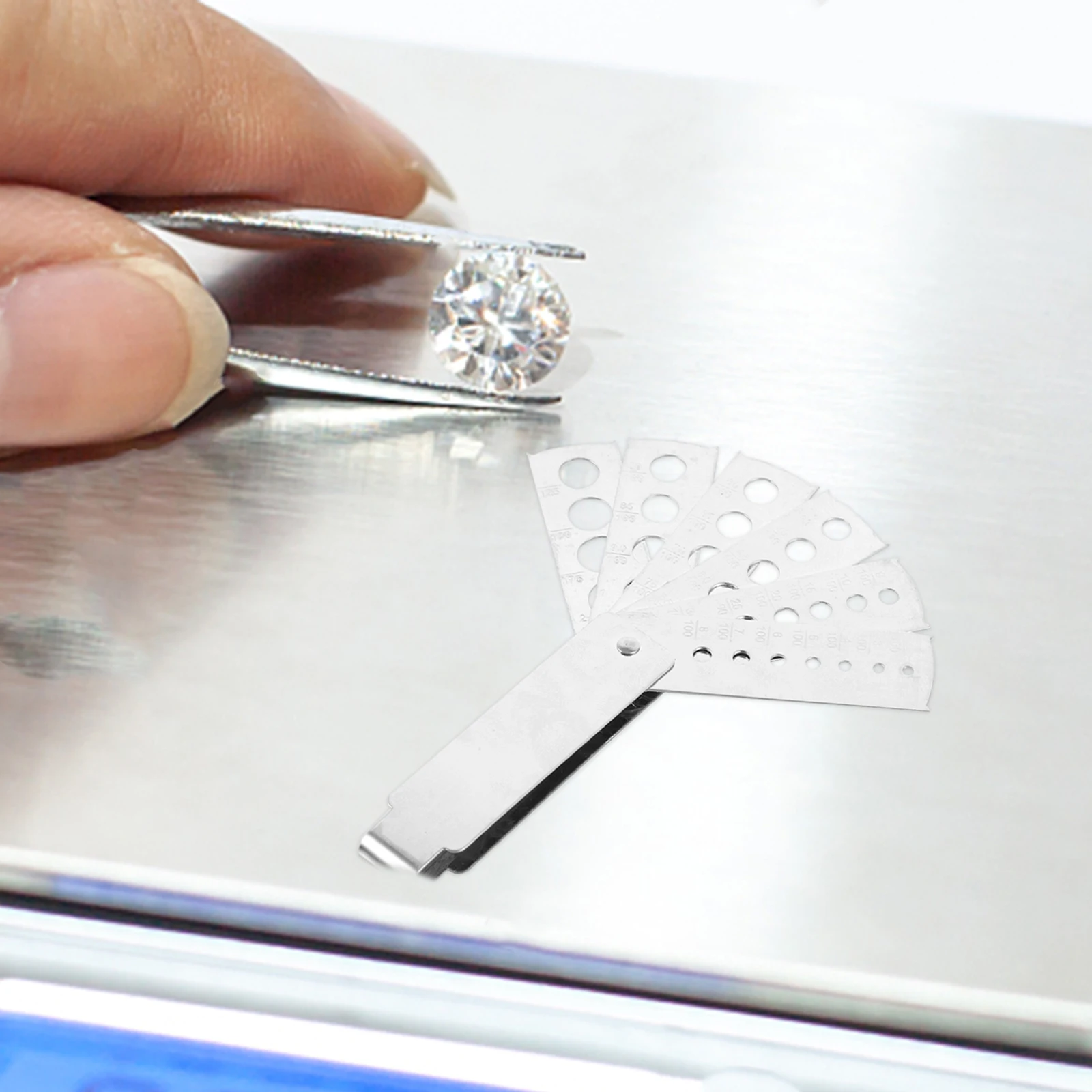 1Set Stainless Steel Gem Measuring Tool Multi-Hole Gem Sizer Portable Gemstone Measuring Tool for Jewelry Making Party