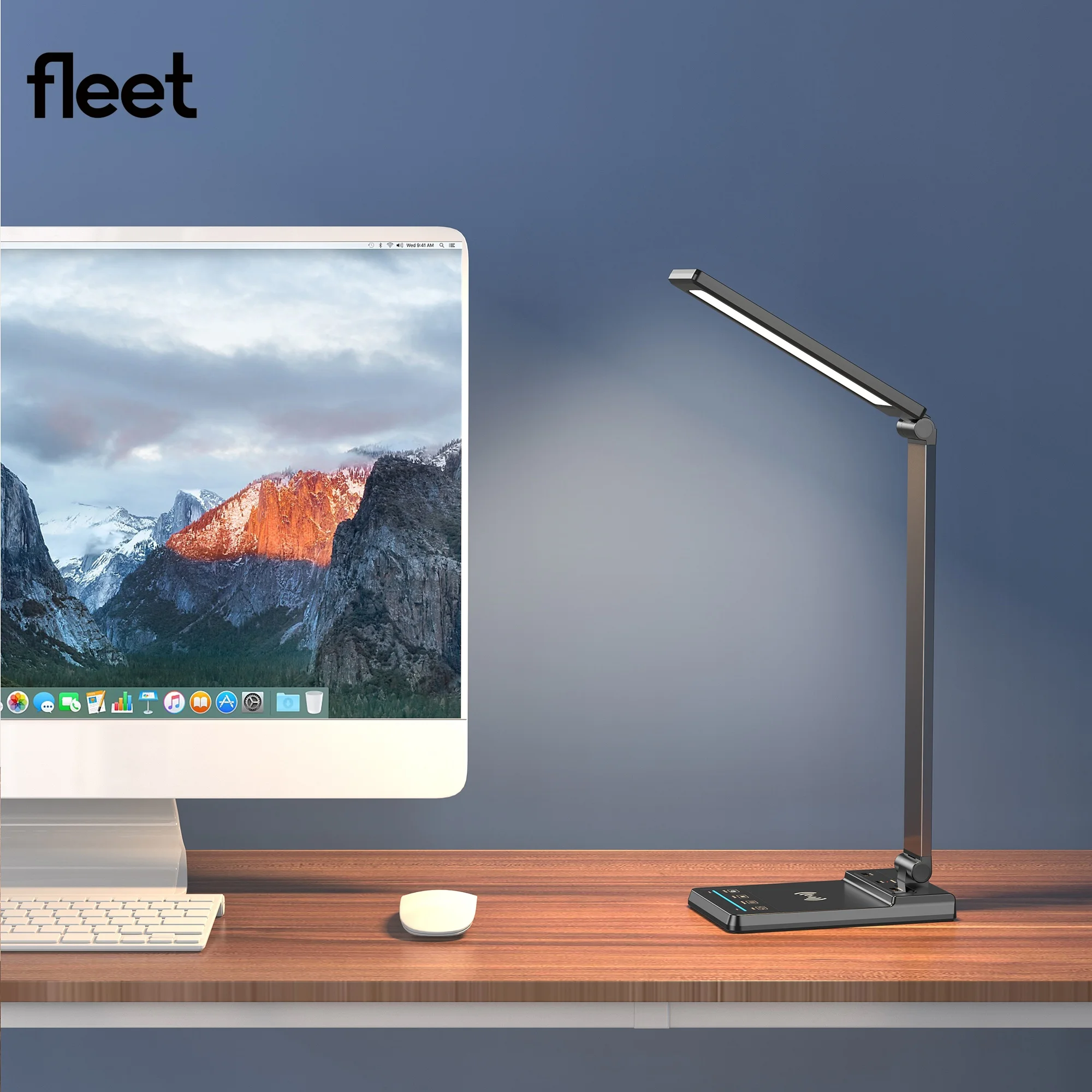 

Fleet LED Desk Lamp with Wireless Charger Foldable Eye Protection Touch Dimming Adjust Brightness Reading Study Light Table Lamp