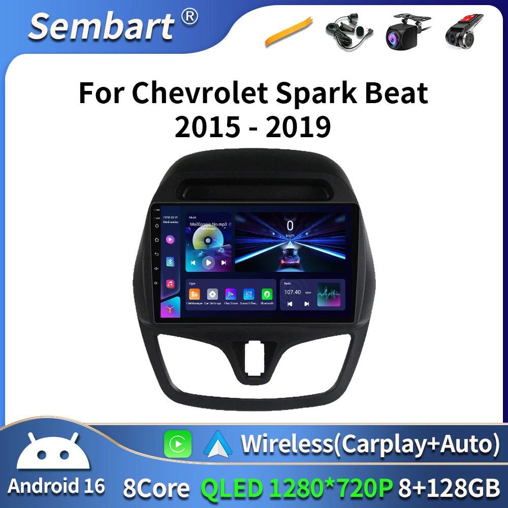 For Chevrolet Spark Beat 2015-2020 Android 16 Carplay Auto Car Radio Multimedia Video Player Navigation GPS 2din Audio Stereo BT