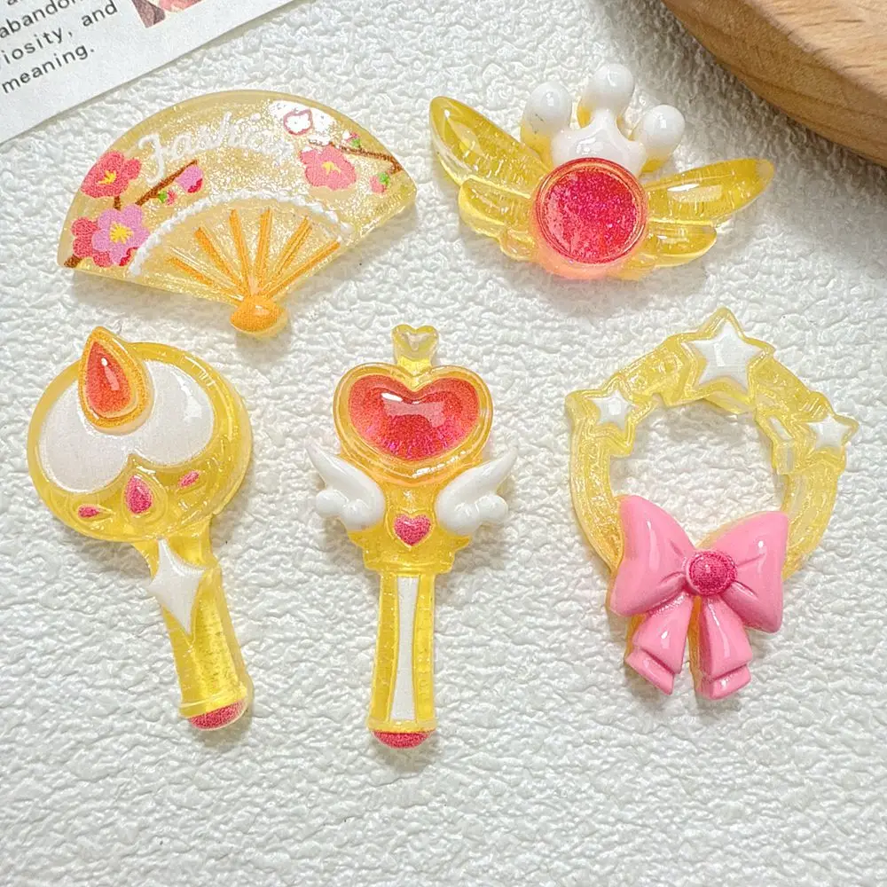 Kawaii Cartoon Magic Wand Fan Resin Flatback Flat Back Scrapbooking DIY Handmade Jewelry Craft Decoration Phone Case Accessories