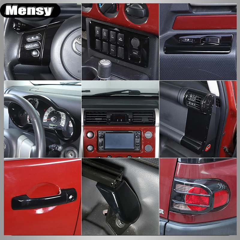 

For Toyota FJ Cruiser 2007-2021 accessoires Gloss Black Interior Dashboard Steering Wheel Console Gear Shift Panel Decoration