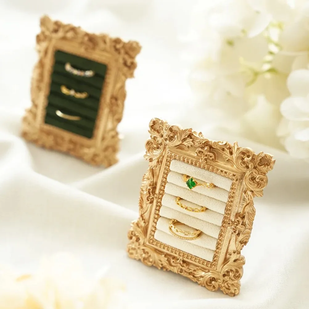 

Retro Ring Storage Tray Square Photo Frame Display Shelf Ring Earring Storage Rack Jewelry Shop Display Rack Home Decoration