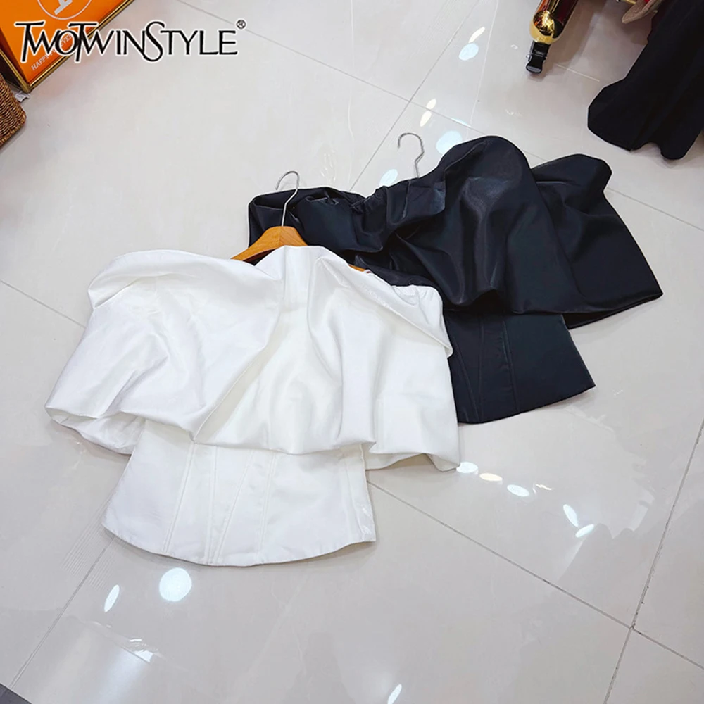 

Футболка TWOTWINSTYLE однотонная, с круглым вырезом, короткий рукав, летняя, элегантная, с драпировкой, женская, новая, KTS557276