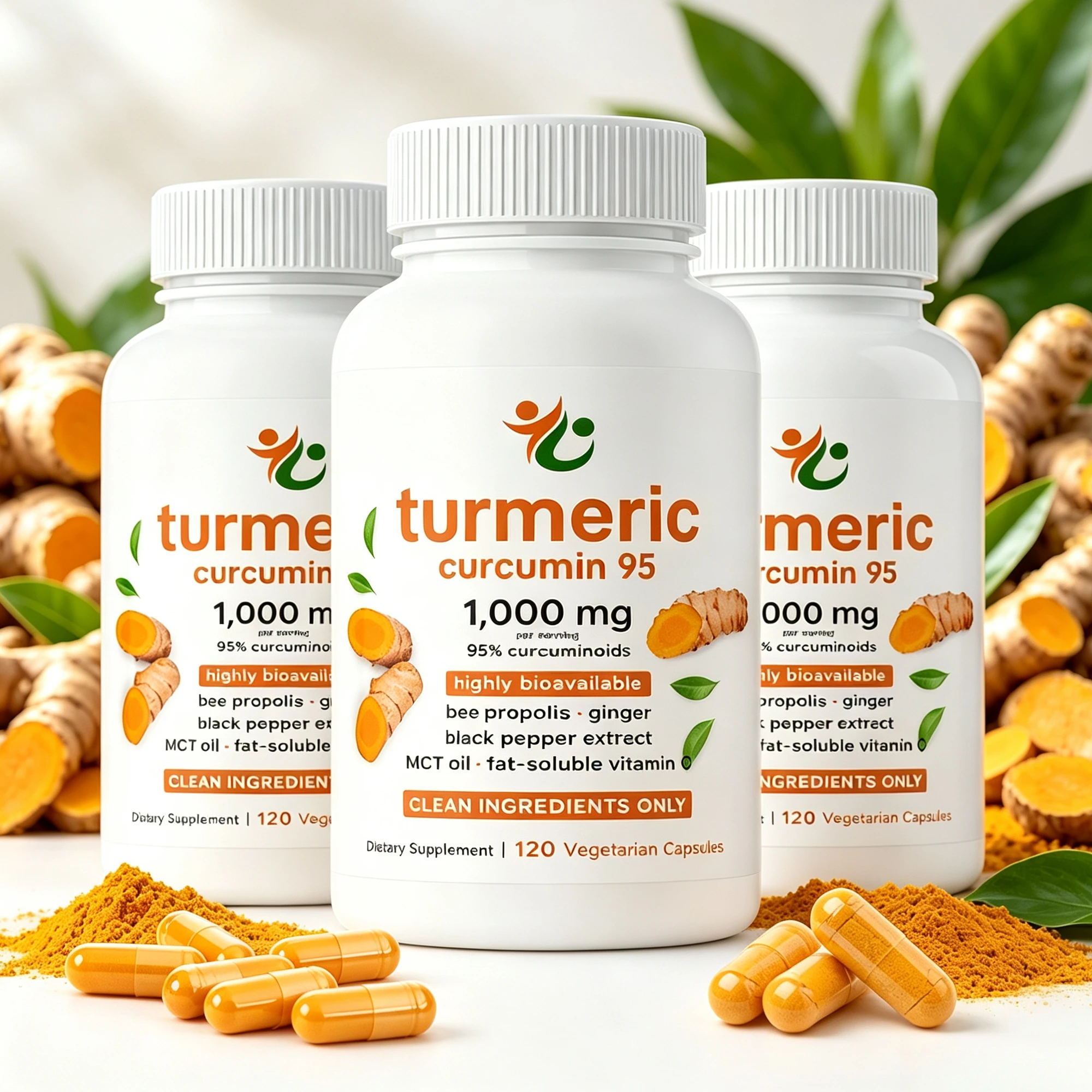 Turmeric Curcumin Supplement 1,000mg - with Black Pepper & Ginger, Anti-oxidation, Improve Joint Comfort, Improve Immunity