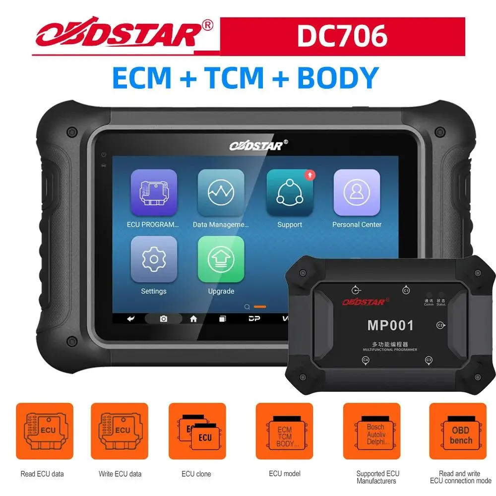 

OBDSTAR DC706 ECU Tool For ECM /TCM/ BODY/Clone by OBD or BENCH for Car / Motorcycle Plus OBDSTAR MP001 Programmer