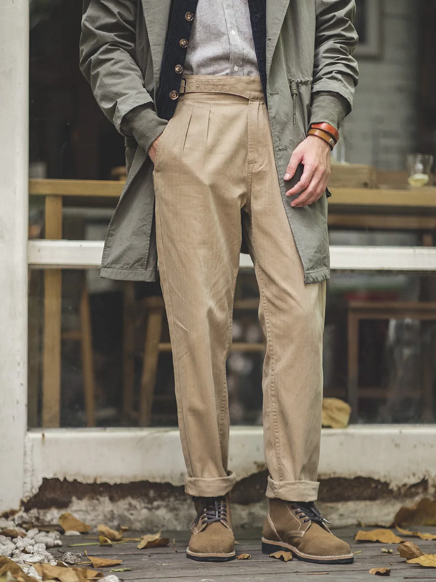 Maden Workwear American Retro Guerga Pantaloni kaki Napoli Sle Pantaloni casual in cotone a gamba dritta autunnale da uomo