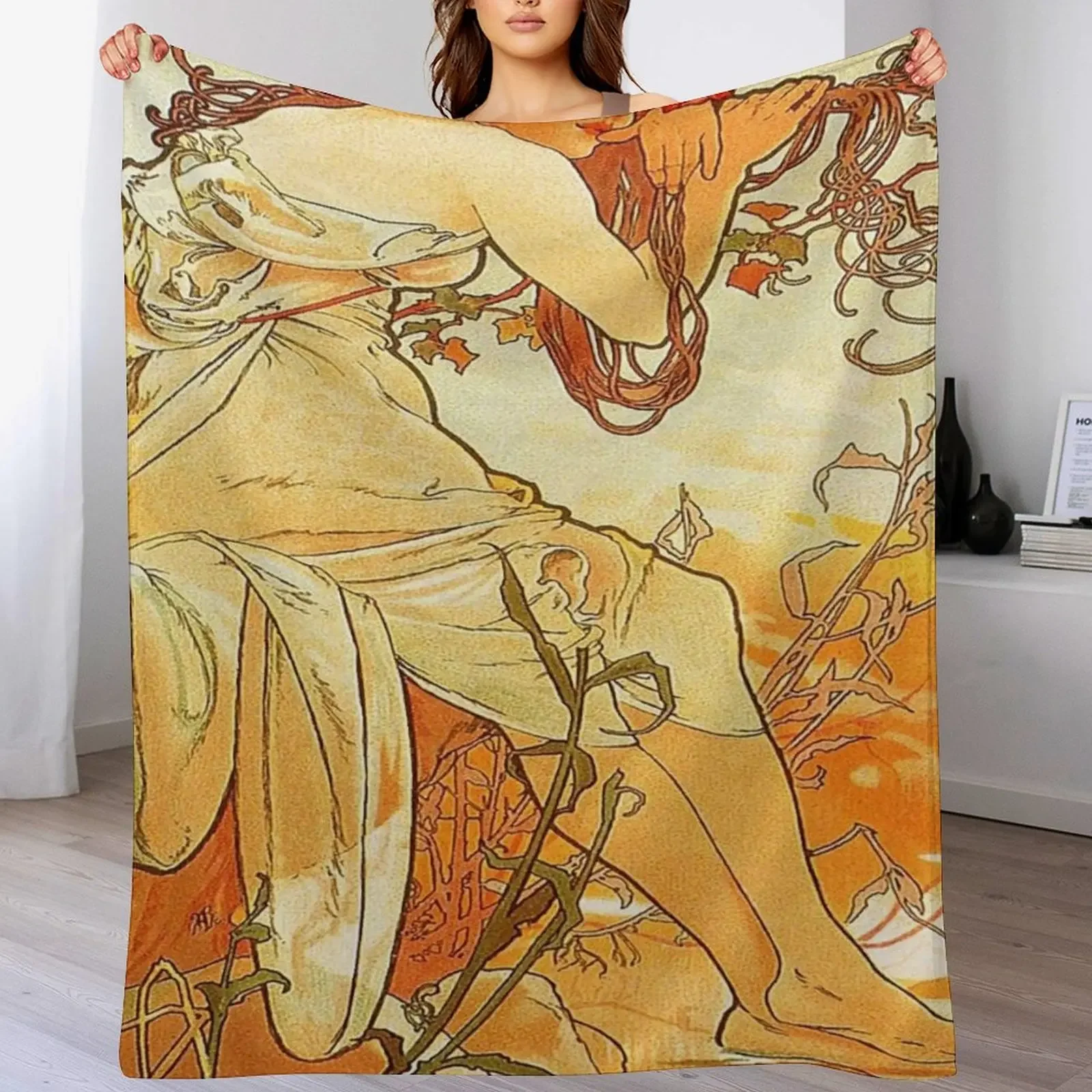 

alfons mucha - alphonse mucha Throw Blanket Cozy Light Blanket for Travel Camping Picnic