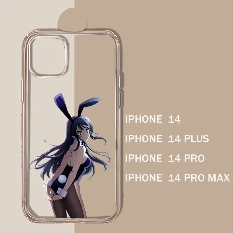 Bunny Girl Senpai Sakurajima Mai Phone Case Transparent soft For iphone 11 13 12 14 15 pro max mini plus