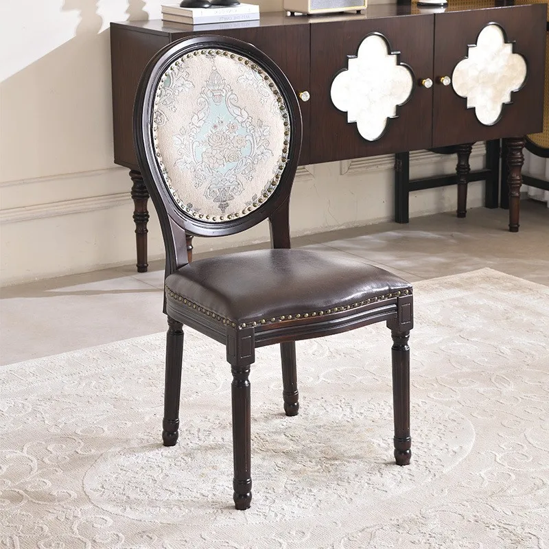 

All solid wood dining table small apartment and chair combination household living room antique large round