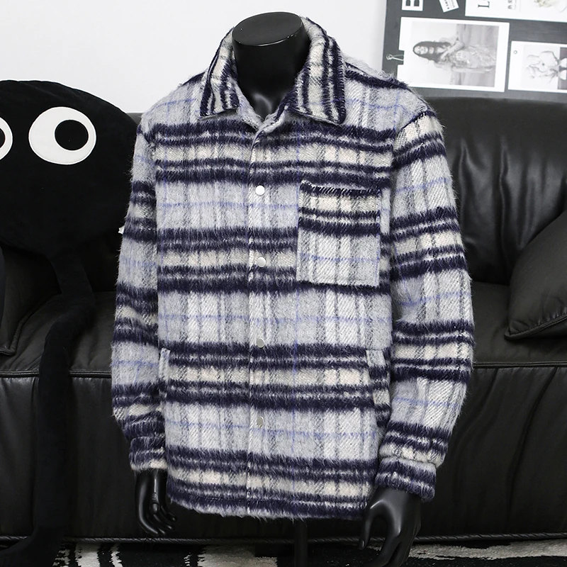

Autumn WinterMen's Woolen Jackets New In Trendy Cheap Sale Stylish Casual Male Coats Luxury Designer stripe Coat