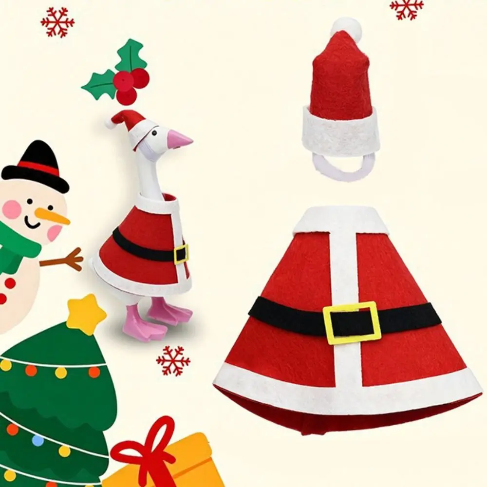 Fabric Goose Statue 7-Inch With Hat Pet Clothes Red And White Striped Scarf Christmas Tree Shaped Holiday Decoration Christmas