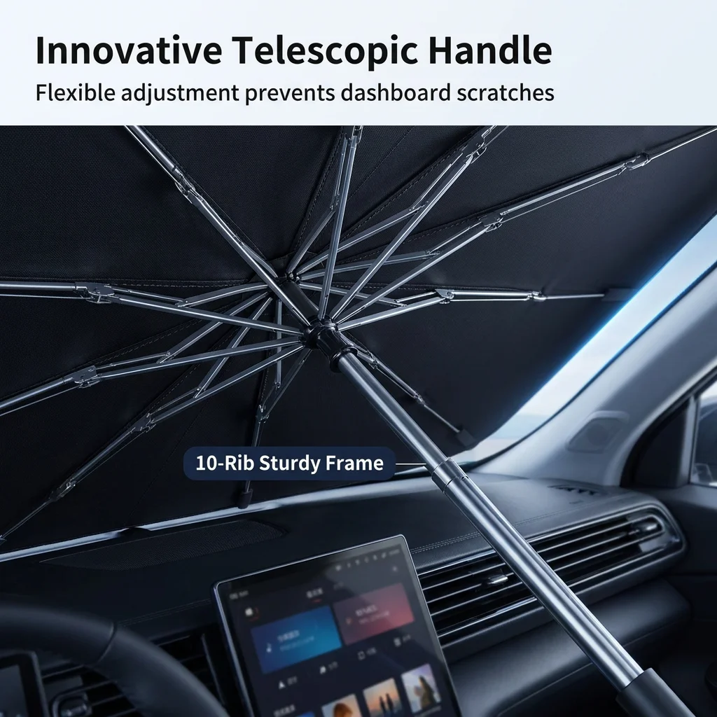 Upgraded Ice Crystal Coating Car Windshield Sun Shade Umbrella, Foldable UV Block Heat Insulation Front Window Sun Shield