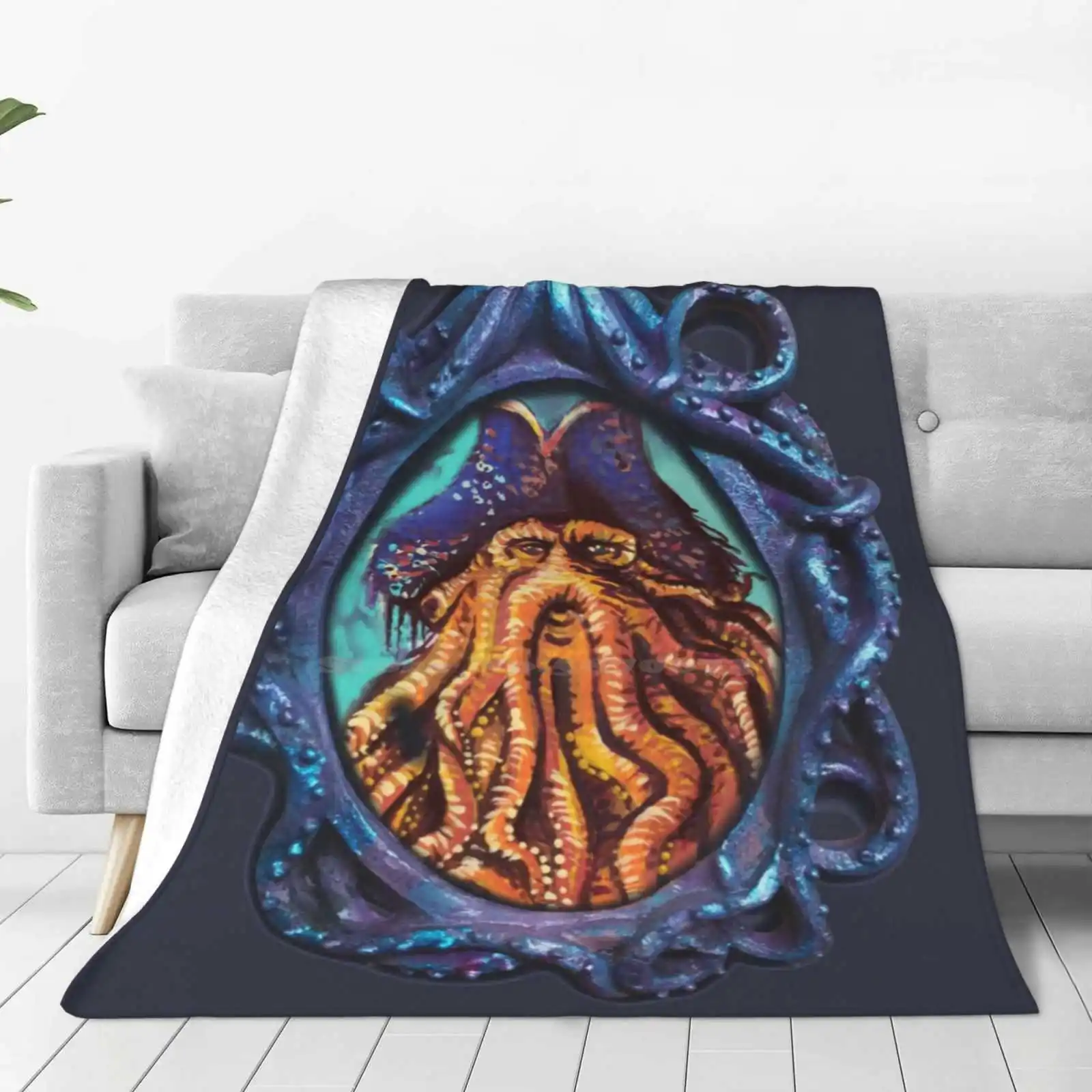 Pirate Octopus Blanket Soft Warm Travel Portable Blanket Davy Jones