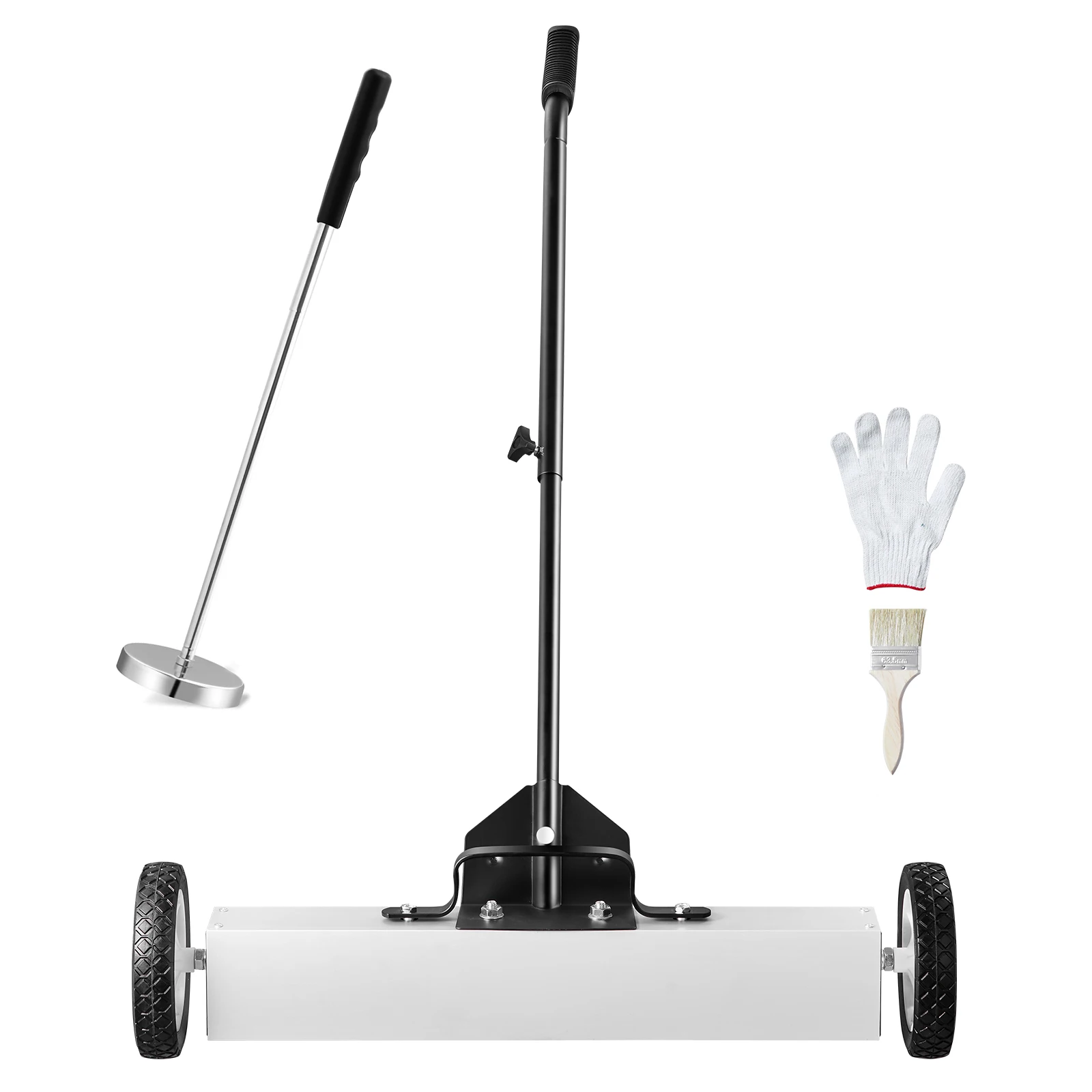 24-Inch Magnetic Sweeper with Wheels, 50 lbs Capacity, Adjustable Handle, Magnetic Pickup Sweeper to Pick Up Nails and Screws, Garage, Yard, Featuring Telescoping Magnetic Pickup Tool