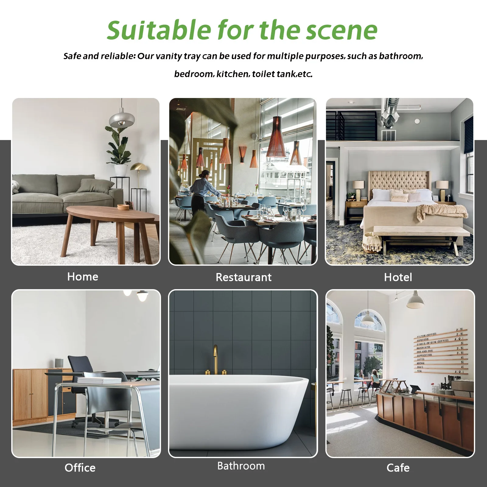 صينية الغرور للحمام، منظم مستطيل سميك، تصميم حديث، لوحة تخزين واسعة، منظم أدوات الزينة #2