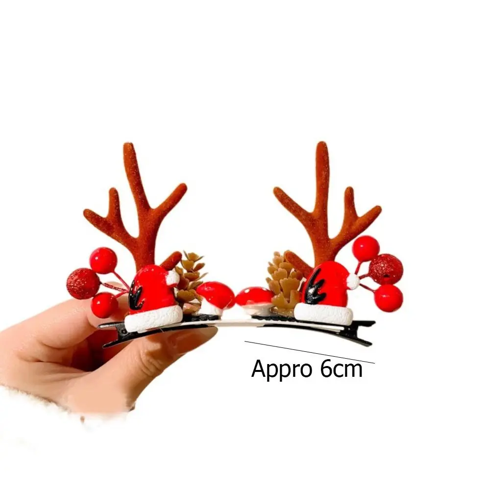 1 زوج جديد لطيف الأيائل القرن عيد الميلاد دبوس الشعر قرن الوعل إكسسوارات الشعر مقاطع الشعر المحمولة المعلقات عيد الميلاد أغطية الرأس هدايا الاطفال #6