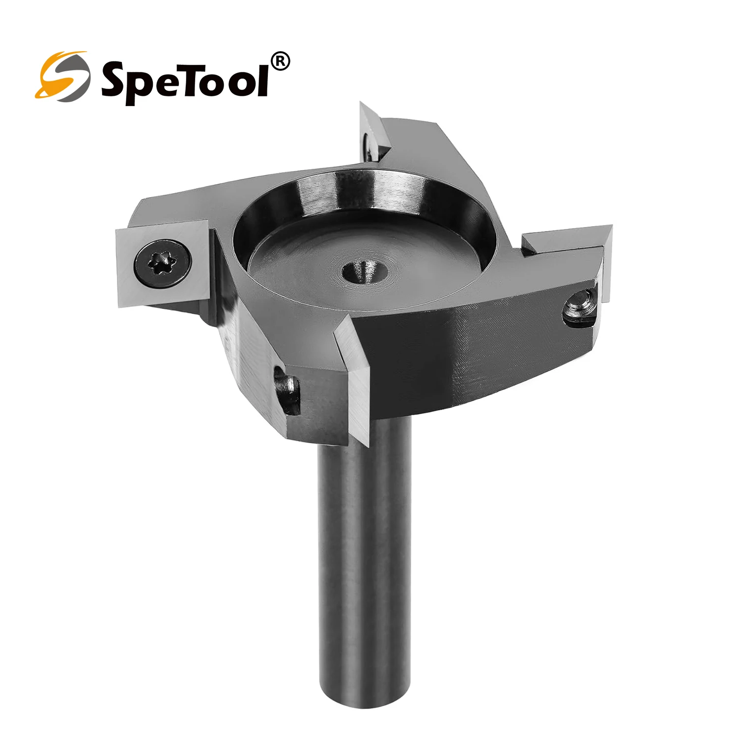 

SpeTool 1PC 1/2 Inch Shank CNC Spoilboard Surfacing Router Bit 4-Flute Carbide Insert Slab Flattening Planer Bit for Woodworking