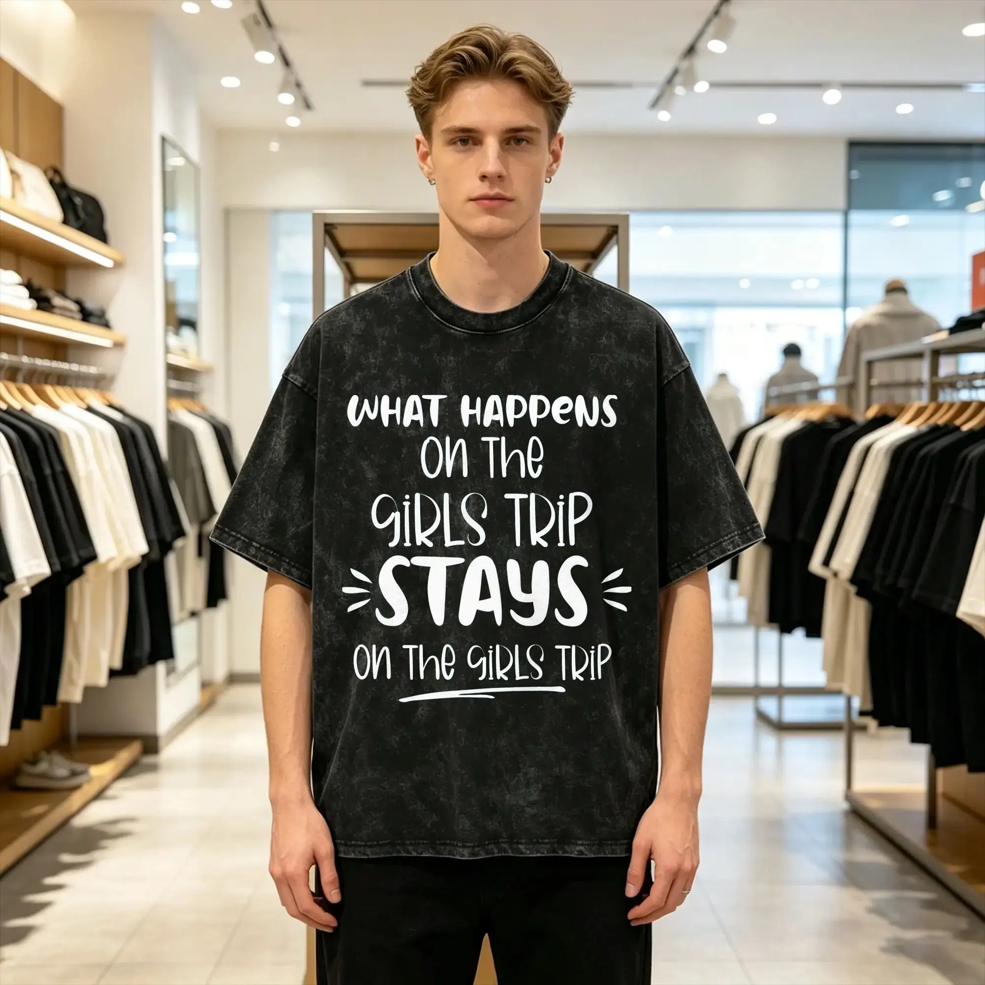Fashion What Happens On A Cruise  T-Shirt Men Crewneck Pure Cotton Washed T Shirts  Short Sleeve Tees Gift Idea Tops
