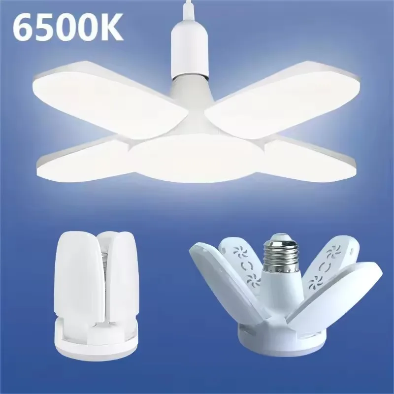 

E27 Fan Foldable 28W LED Bulb AC220V/110V 40 Bulb Deformation for Home Ceiling Lights Warehouse and Garage White Light6500K Bulb