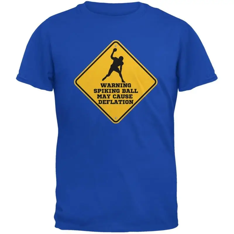 

Warning Spiking Ball May Cause Deflation Royal Adult T Shirt