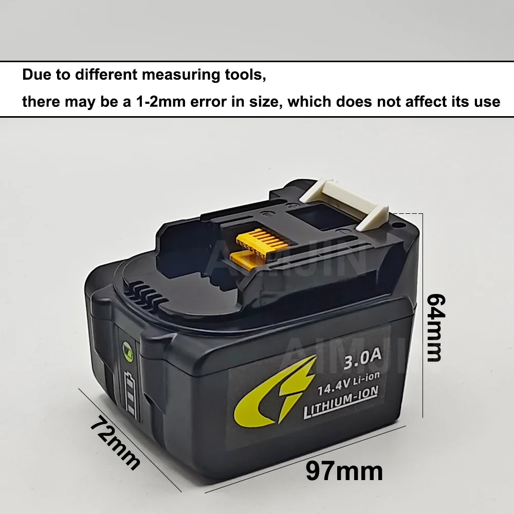 14.4V 3000mAh BL1430 BL1415 BL1440 196875-4 194558-0 195444-8  for Makita 14.4V rechargeable battery for LED indicator+charger