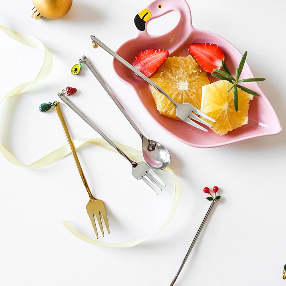 

4pcs Fruit Forks Stainless Steel Dessert Forks Set Mirror Polished Chic Tableware For Home Coffee Shop Restaurant Gift