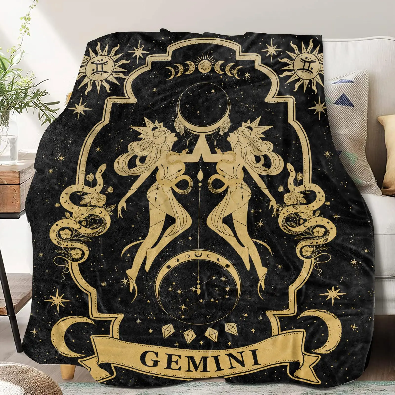 Witch's Twelve Zodiac Signs digital-printed polyester Bedroom velvet flannel cover blanket Fleece soft cover blankets for beds