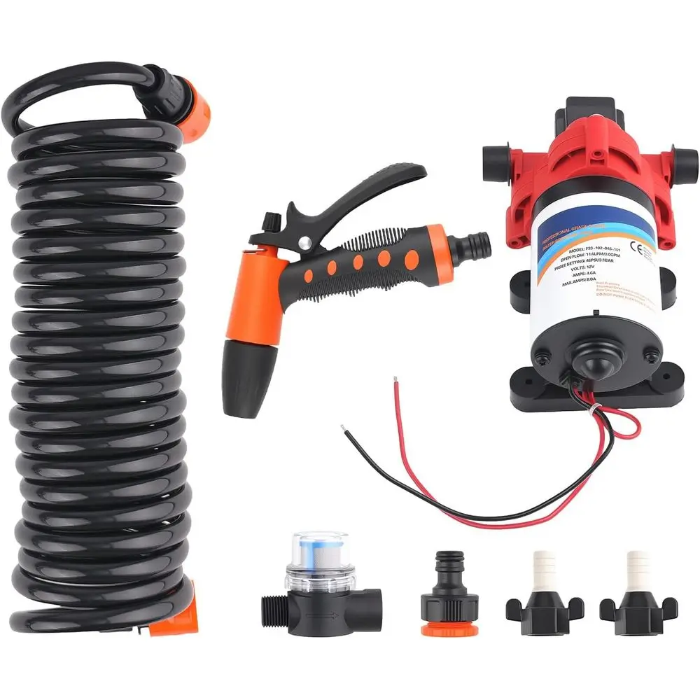 

Комплект моющего насоса 12 В, 3 галлона в минуту, 70 фунтов на квадратный дюйм, самовсасывающий водяной насос для автодома, лодки, яхты, мойки автомобилей