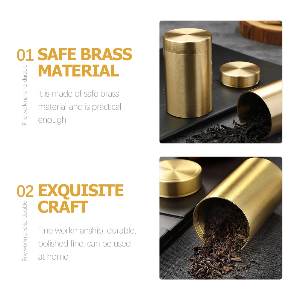 

Tea Canister Container Sealed Coffee Bean Airtight Loose Tea Storage Jar Copper Can Homemade Pure