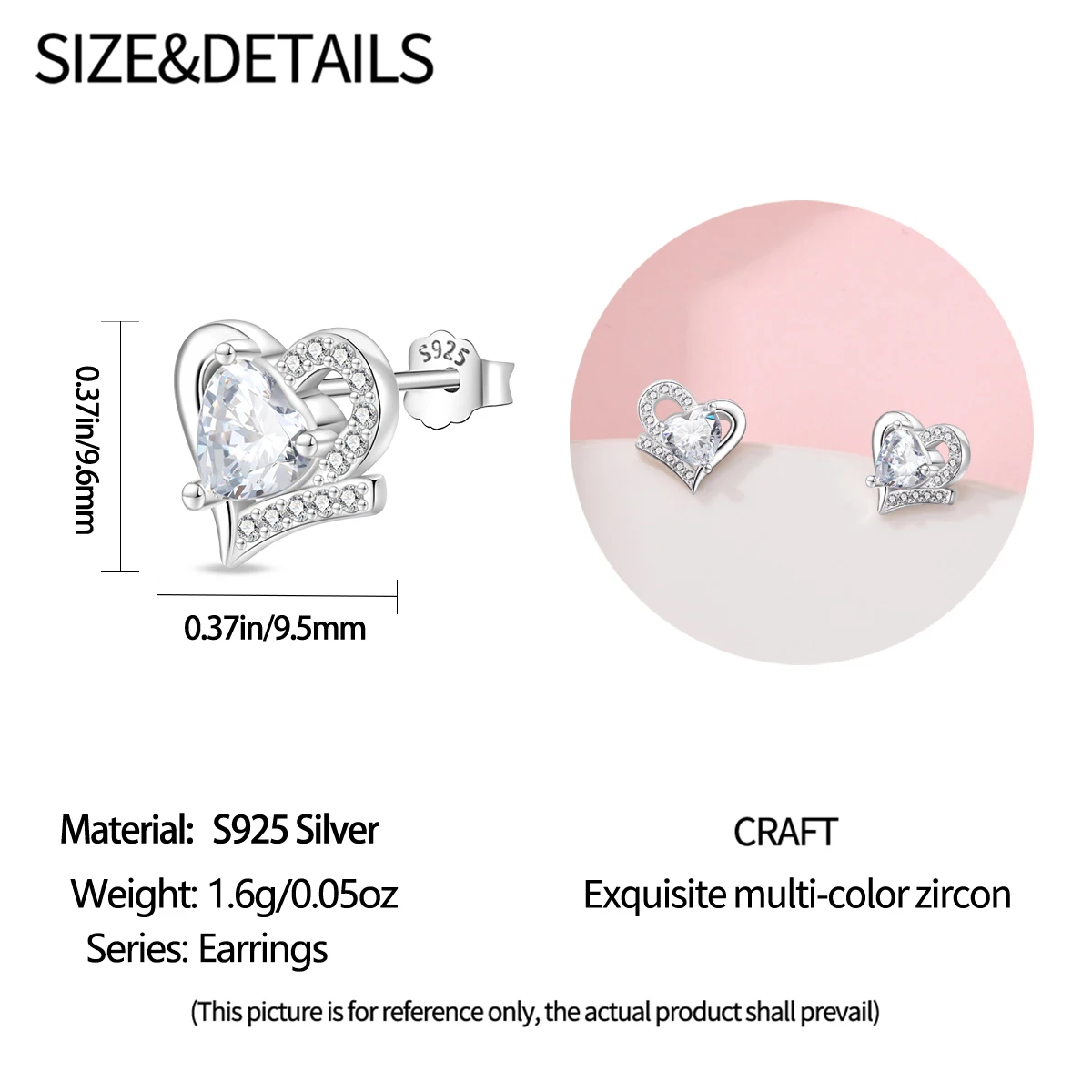 2024 New 925 Sterling Silver Ocean Series Heart-shaped Inlaid Zircon Earrings For Women Original Fashion Party Gift fine Jewelry