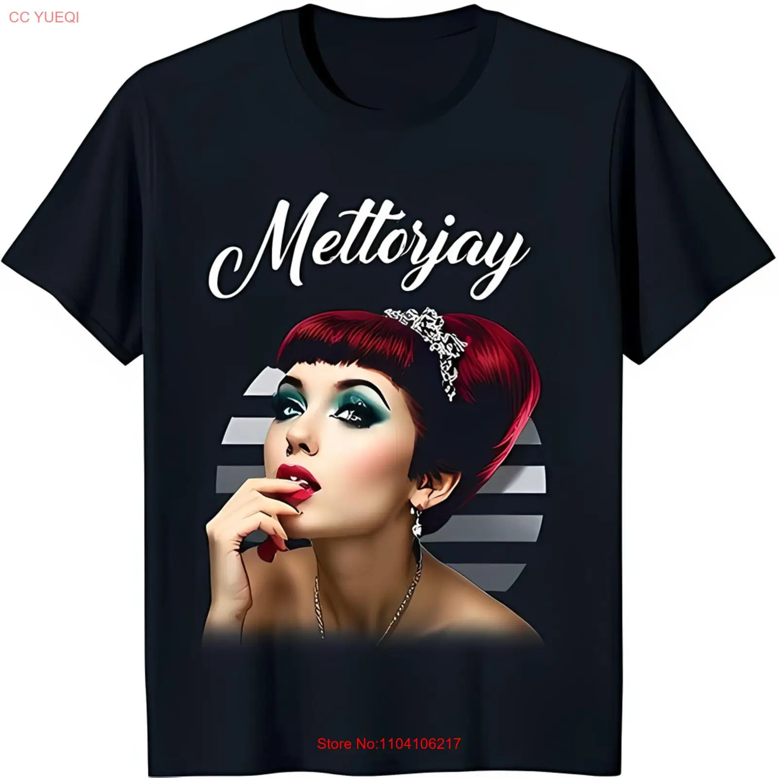 Vintage Pin Up Graphic Black T-Shirt with 'Mettoryjay' Design Stylish & Unique