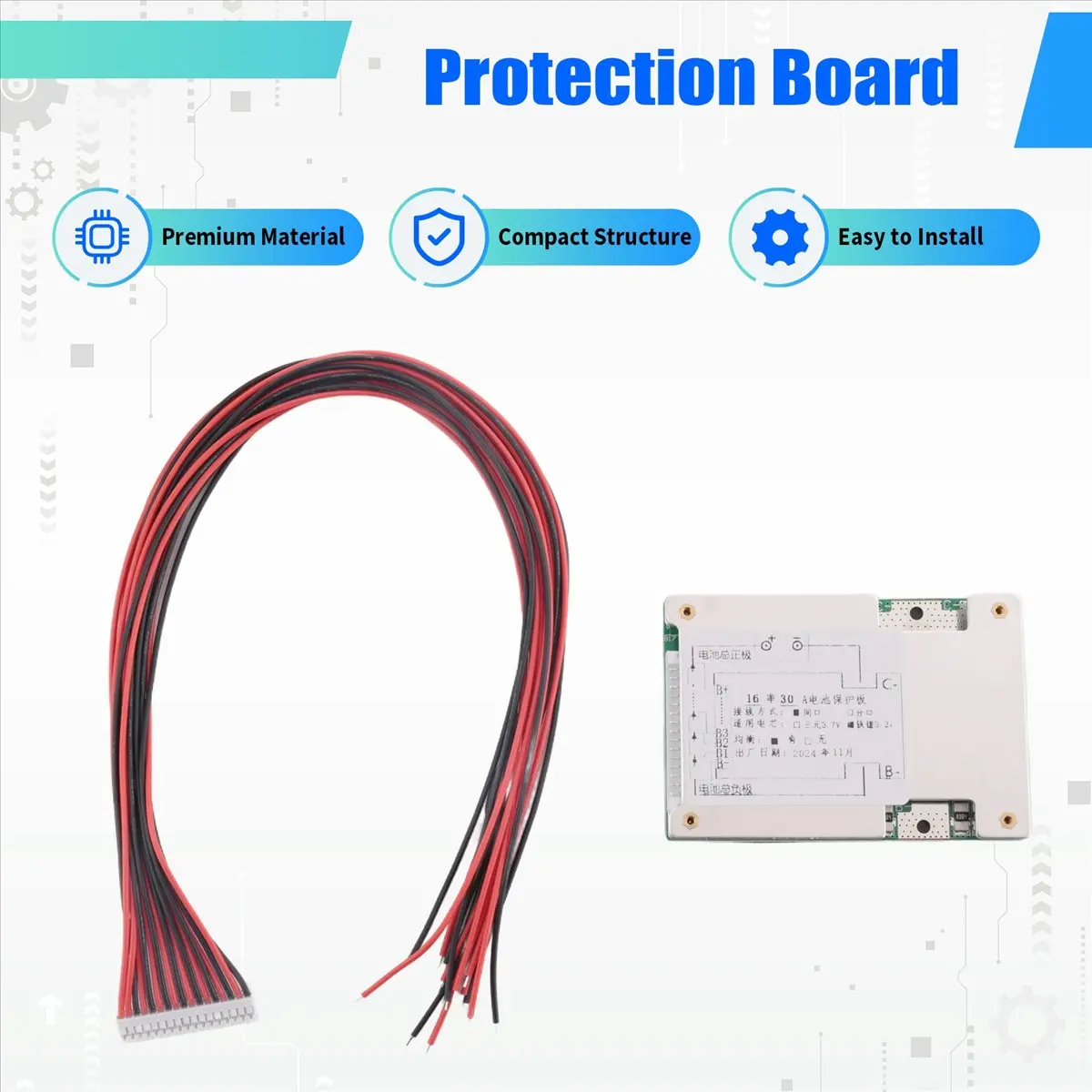 

Плата защиты аккумулятора LiFePo4 X08A 16S 48V 30A BMS PCB с балансировкой для электровелосипедов и электросамокатов