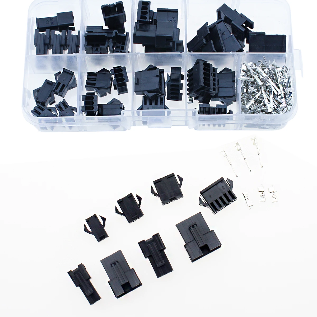 200PCS 2.54mm Pitch JST SM Connector 2/3/4/5 Pin Male Female Plug Housing with Crimp Terminals Wire Adapter