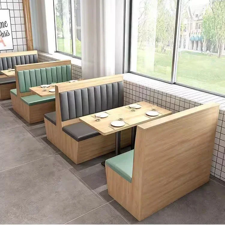 

A Modern Design Restaurant Furniture Leather Booth New Fashion Wooden Tables and Chairs Cafe Hotel Cafe Wooden Dining Set