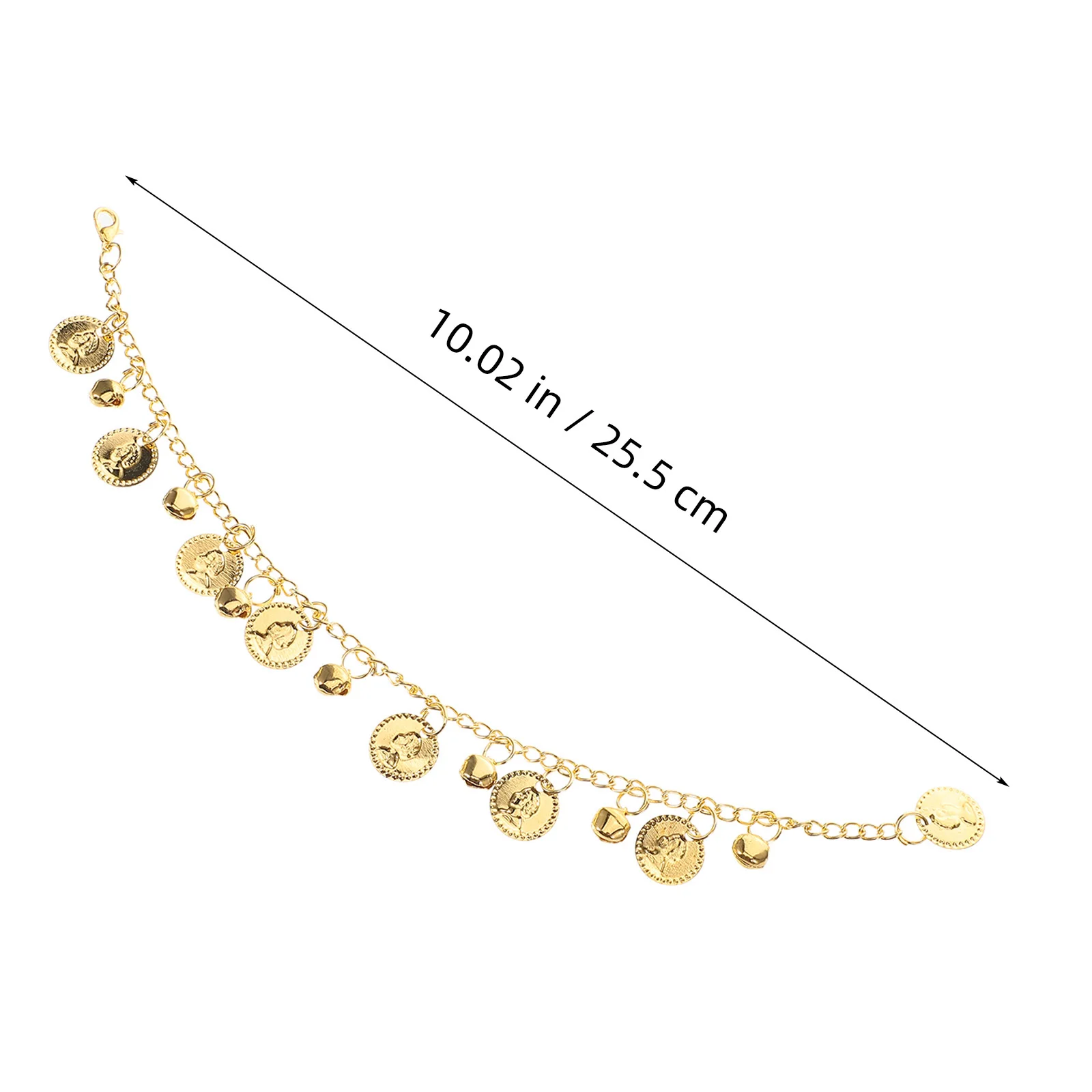 1 par de corrente para dança do ventre, tornozeleira com borla, joias descalças para shows de dança, festas, festivais, acessórios de dança dourados