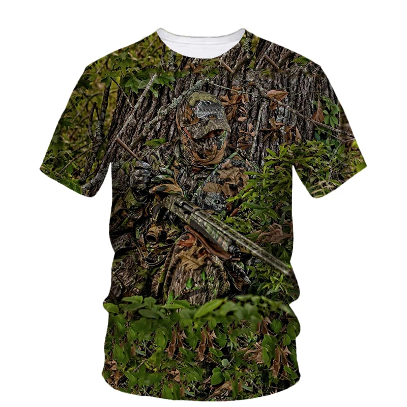 Summer Fashion New Hunting Camo graphic t shirts For Men Outdoors Personality Trend Casual Printed O-neck Short Sleeve Tees Tops