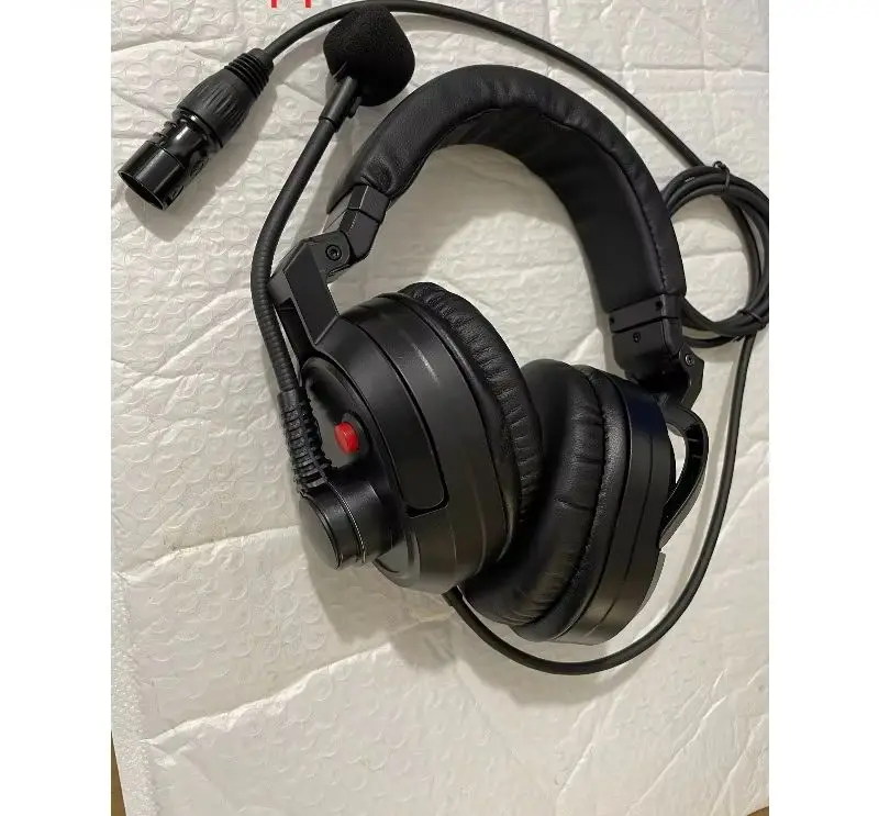 Head-mounted Ear Microphone Rotational Folding Five-core Male Plug Red Switch Control
