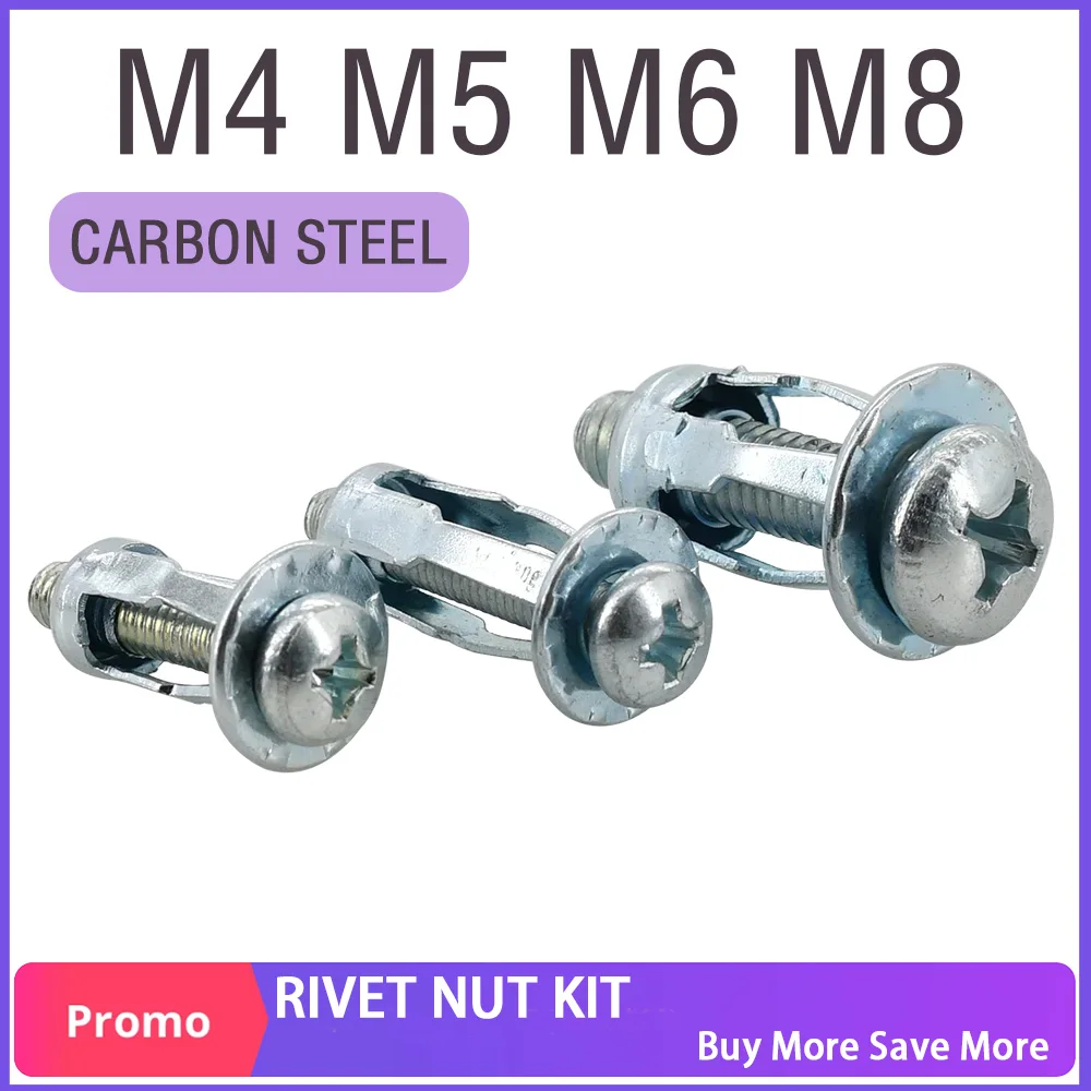 Hex Phillips Screw Nut Kits, Forma de pétala, Metal Insert Rivet Nut, Rivnut Expansion Clamp, Panel Lock Fix, Molly Jack Nuts, M4, M5, M6, M8