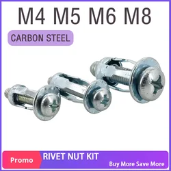 M4 M5 M6 M8 Hex Phillips Screw Nut Petal Shape Metal Insert Rivet Nut Kits Rivnut Expansion Clamp Panel Lock Fix Molly Jack Nuts