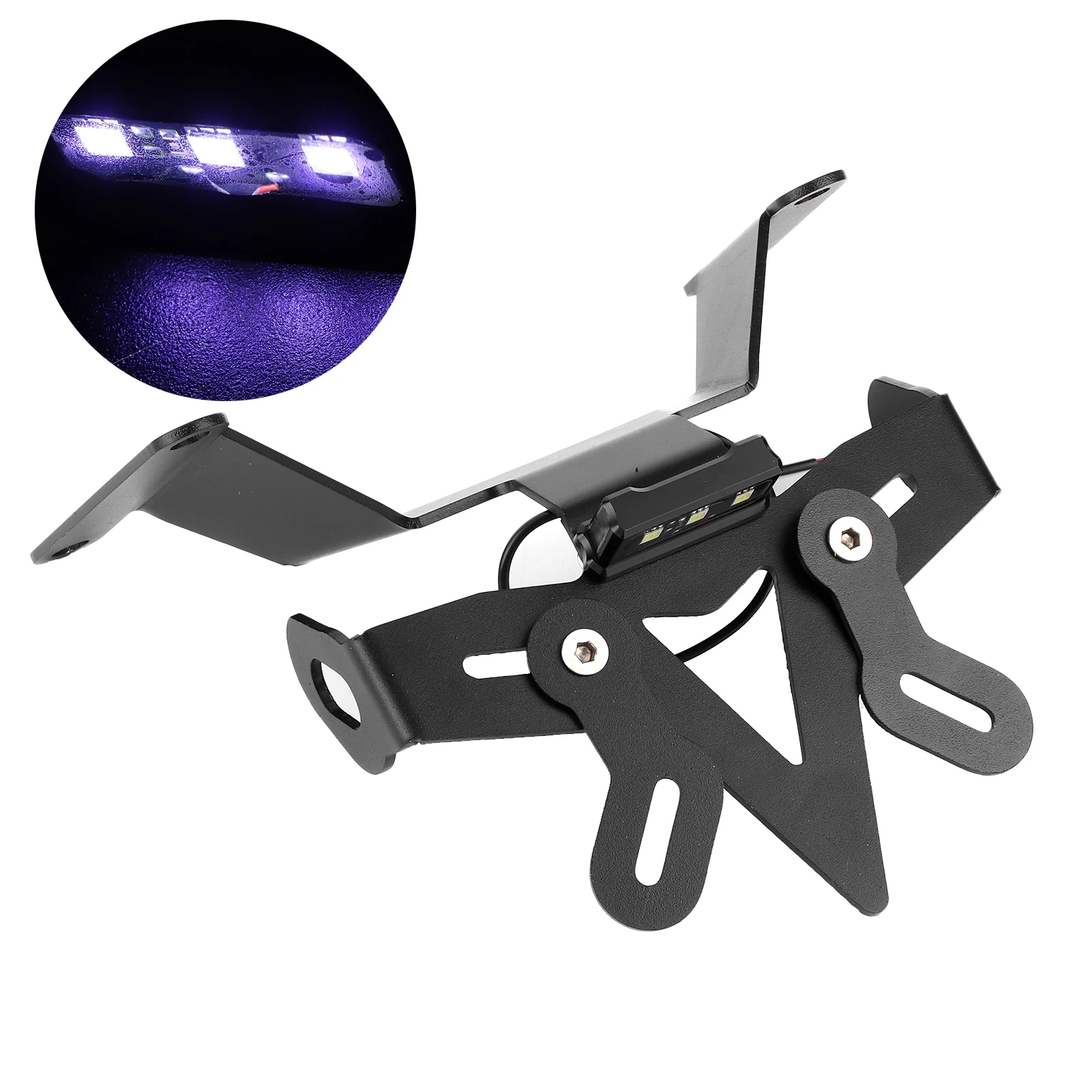 دعامة لوحة الترخيص باللون الأسود، تركيب بسيط، ذيل دراجة نارية قوي مقاوم للصدأ، مرتب من الألومنيوم باستخدام الحاسب الآلي لملحقات الدراجات النارية #2