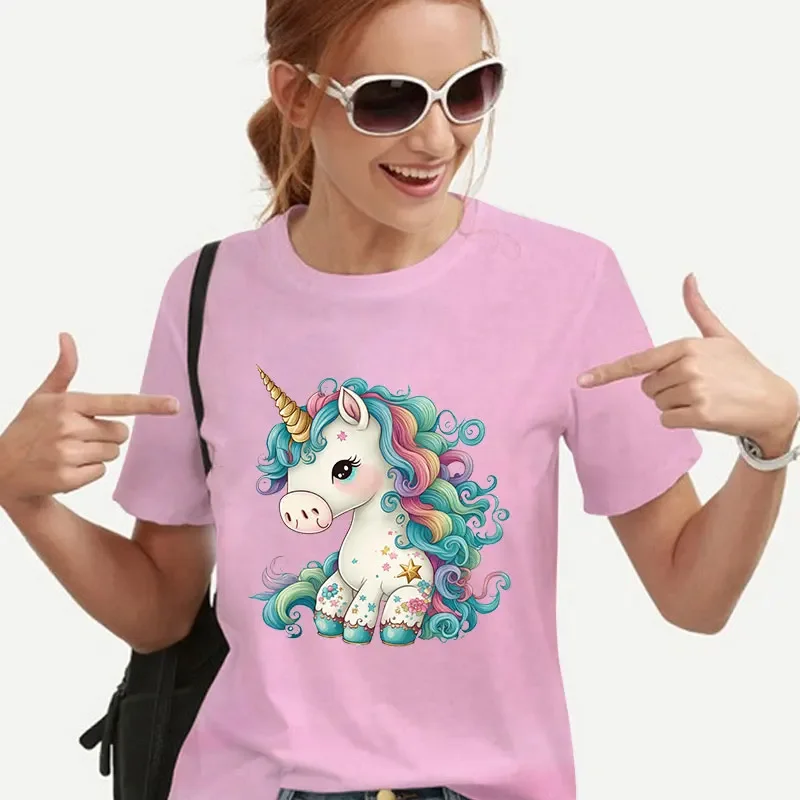 T-shirts for Women Fuuny Unicorn Lovely Print T Shirt Summer Women's T-shirts Casual Harajuku Oversized Female Clothing Tee Tops