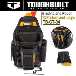 ToughBuilt TB-CT-34 소형 전기기사 파우치, 공구 벨트용, 13 개의 포켓 및 루프, 블랙 듀티 건설