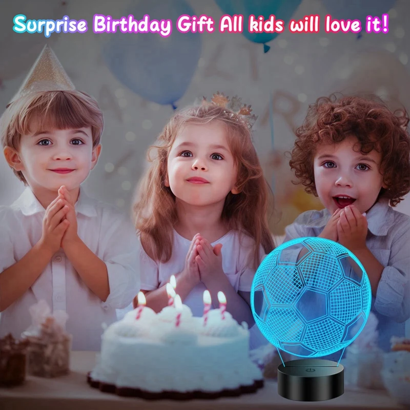 ABDJ-футбольная лампа для детей, 3D-илюзия, ночник, 16 цветов, пульт дистанционного управления, идеальный подарок для мальчиков,