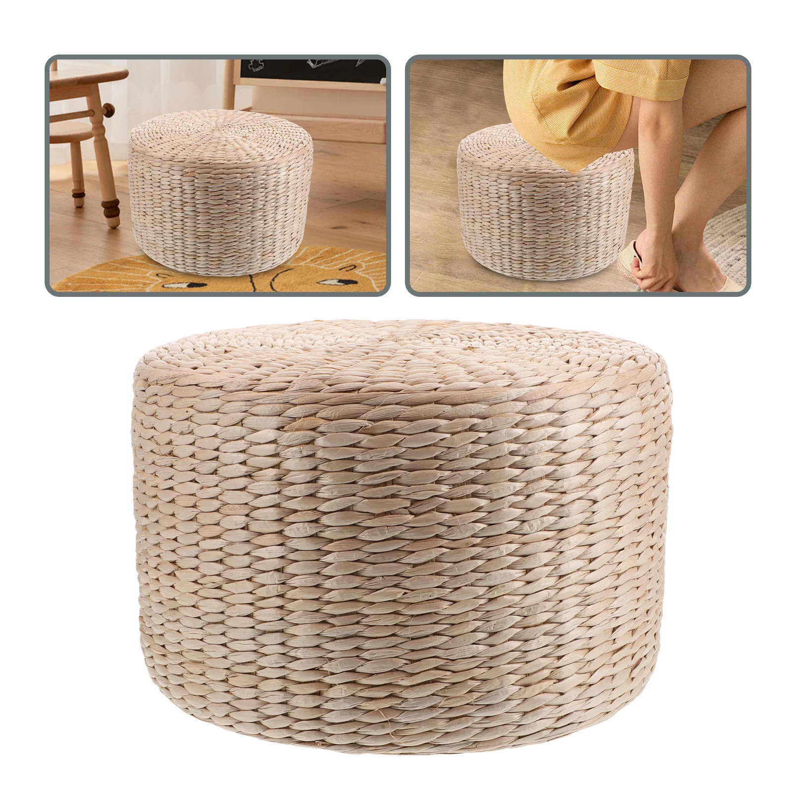 Taburete tejido de paja Retro de estilo japonés, cojín redondo para el suelo, taburete para niños, estera de Yoga, decoración Natural hecha a mano para el hogar