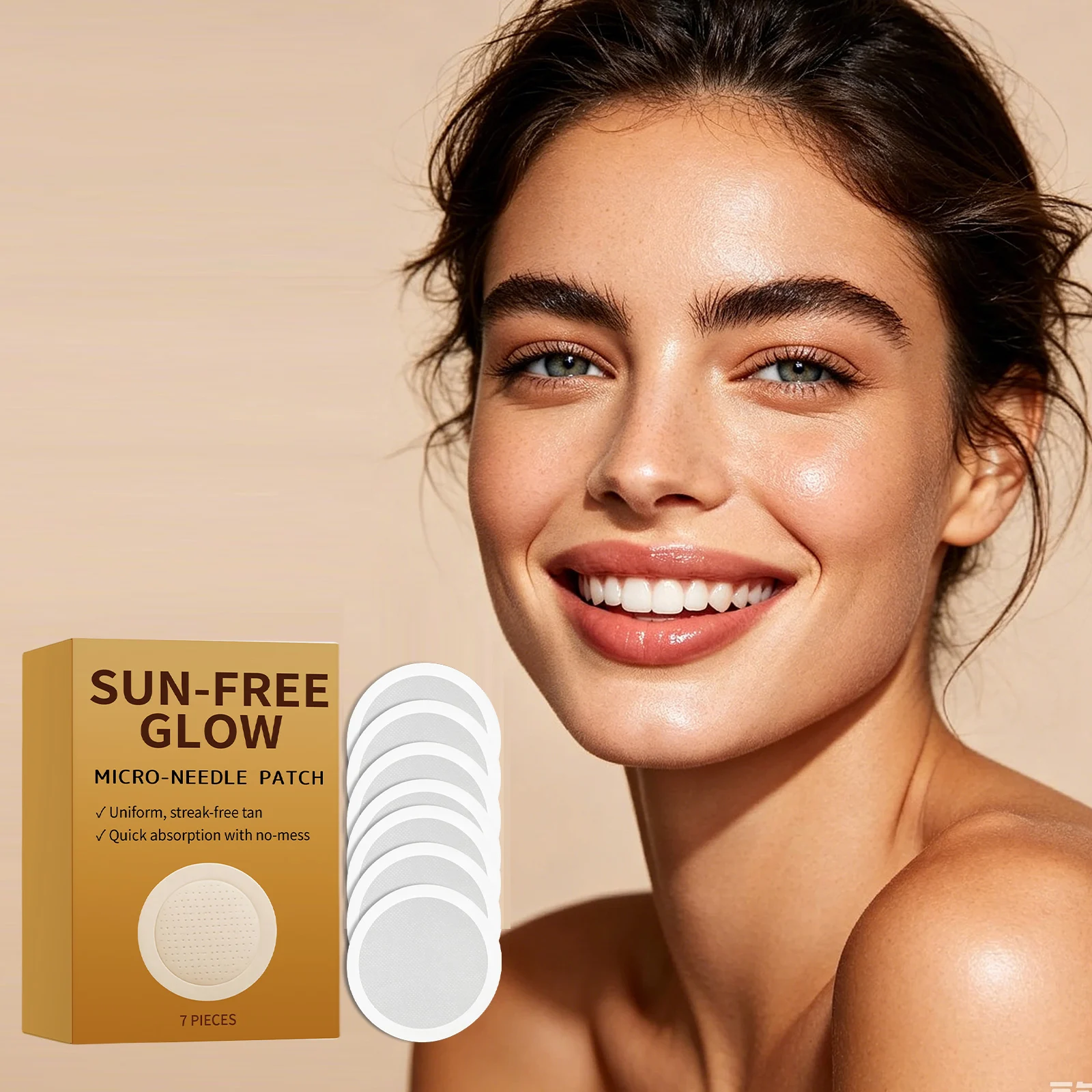 0.25mm Micro-Needle Patch Sun-Free Glow  Uniform Streak-Free Tan Quick Absorption No Mess Facial Self Tanning Patch tool